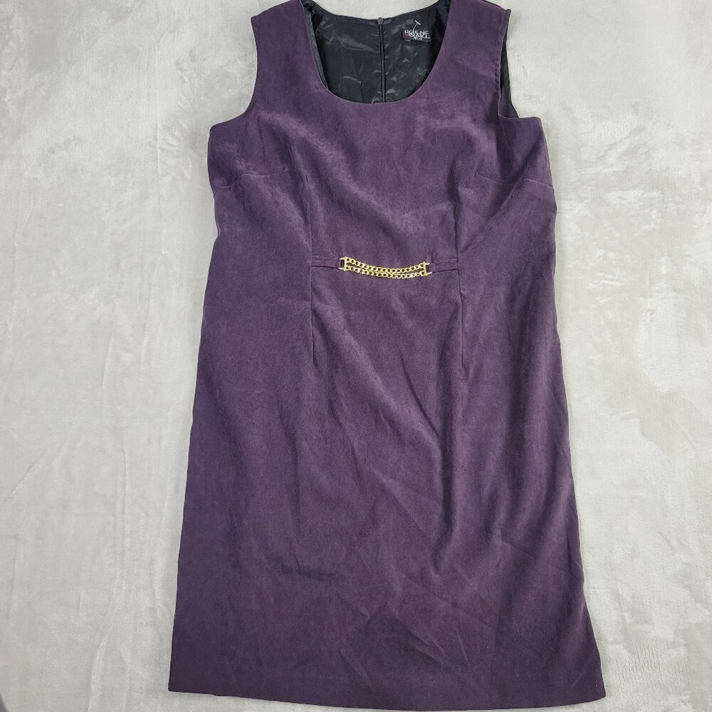 Helene Blake Vintage Purple & Gold Faux Suede Women's Shift Dress | Size M